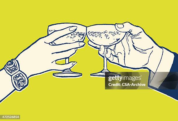 ilustrações de stock, clip art, desenhos animados e ícones de tostar com cocktails casal - celebratory toast