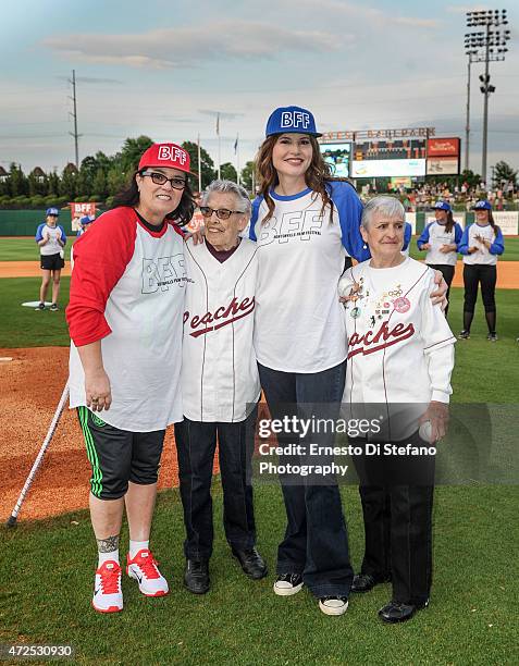 Rosie O'Donnell, Alice Fracasso, Geena Davis and Gina Casey attend the "A League of Their Own" event at Arvest Park hosted by Geena Davis and Rosie...