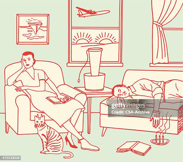 bizarre interior scene - sleep illustration stock illustrations