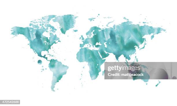 watercolour world map - photo border stock illustrations