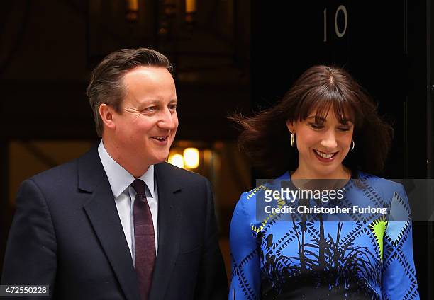 British Prime Minister David Cameron and his wife Samantha Cameron leave Downing Street on May 8, 2015 in London, England. After the United Kingdom...