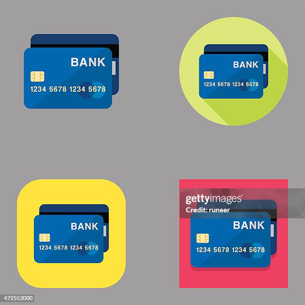 flat bank and credit card icons | kalaful series - front and back of credit card stock illustrations