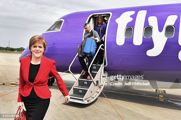 First Minister of Scotland and leader of the SNP Nicola Sturgeon arrives in London for VE day commemorations on May 8, 2015 in London, Scotland....