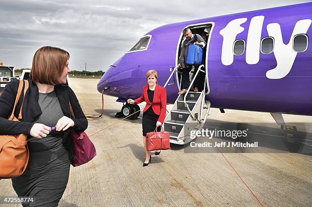 First Minister of Scotland and leader of the SNP Nicola Sturgeon arrives in London for VE day commemorations on May 8, 2015 in London, Scotland....