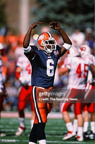 Brandon Lloyd of the Illinois Fighting Illini looks on against the Wisconsin Badgers in Champaign, Illinois on October 20, 2001.