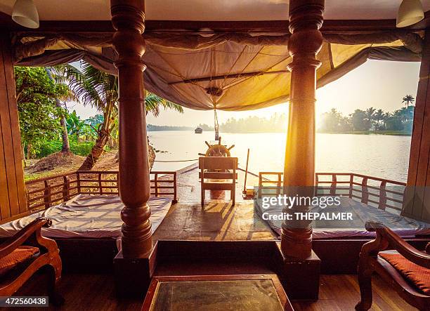 sunrise in the backwater sof kerala - house boat stock pictures, royalty-free photos & images