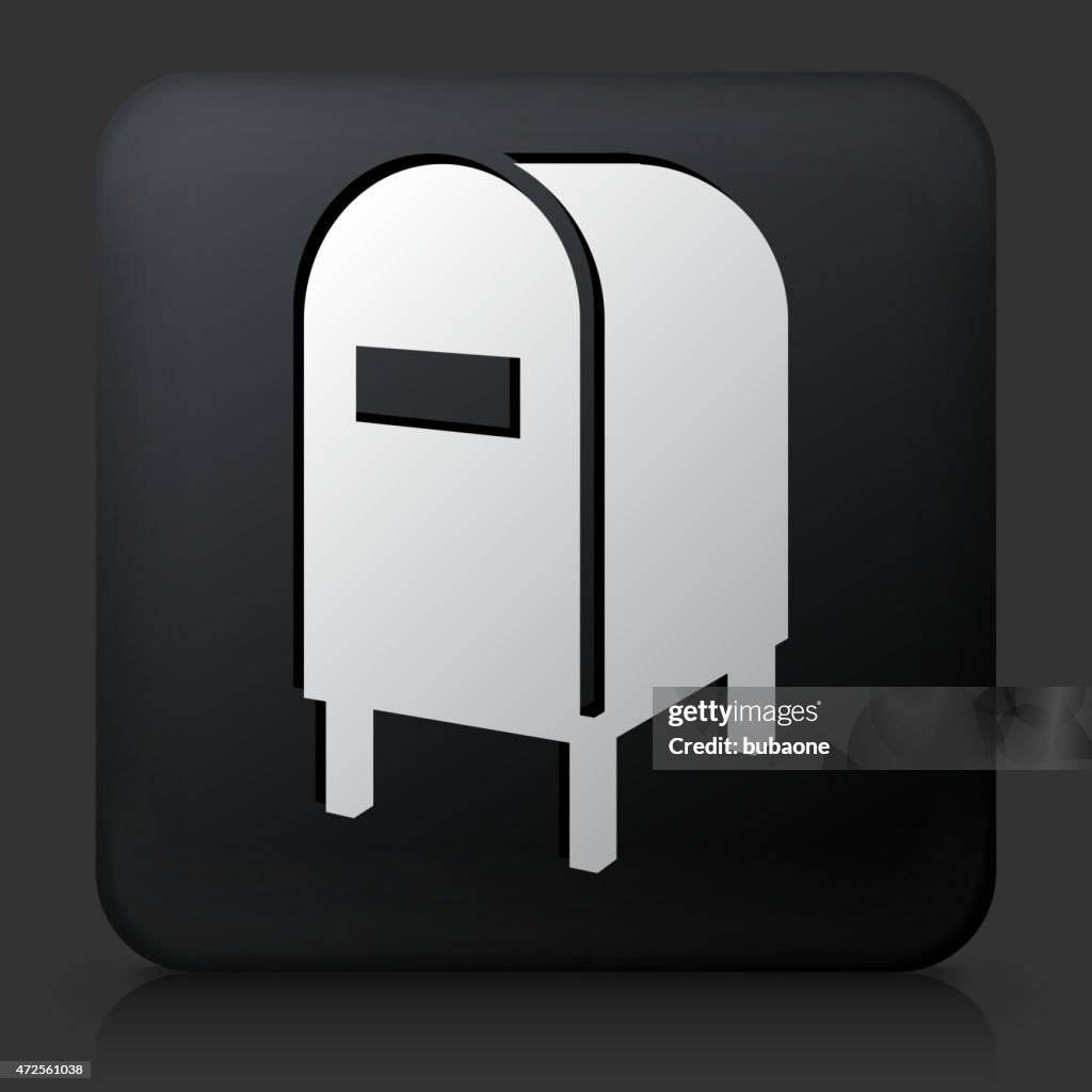 Black Square Button with Mail Box Icon