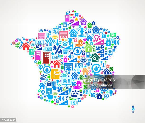 france home automation and security vector background - computer screens multiple stock illustrations