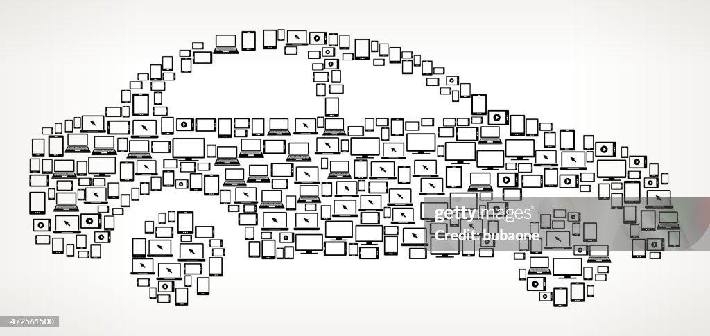 Car on Digital Screen and Smart Phone Pattern