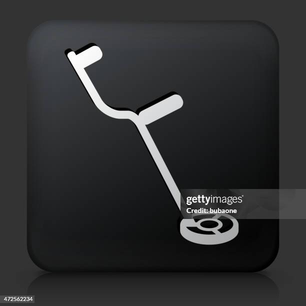 stockillustraties, clipart, cartoons en iconen met black square button with metal detector icon - schatzoeken