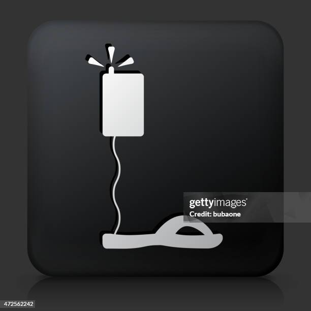 black square button with ankle detector icon - ankle monitor stock illustrations