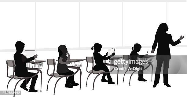 secong grade - children learning languages stock illustrations