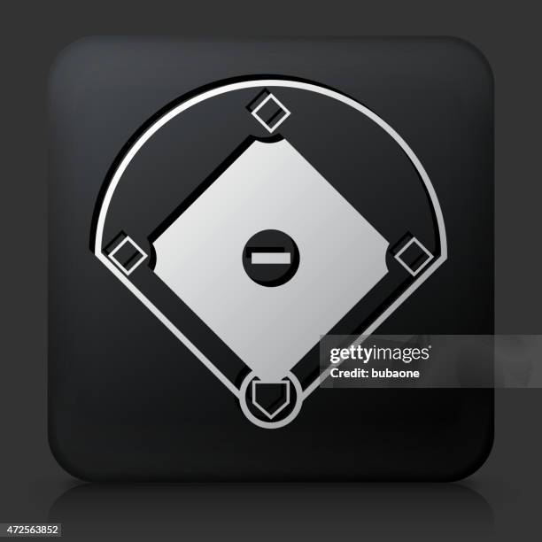 black square button with baseball field - baseball field stock illustrations
