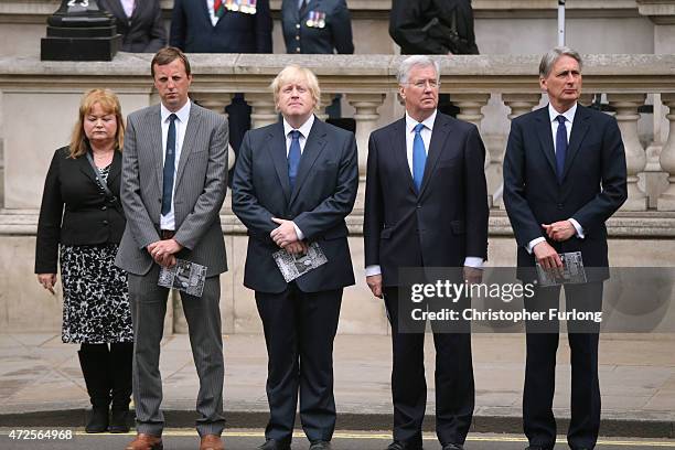 London Mayor Boris Johnson, Michael Fallon and Foreign Secretary Philip Hammond attend a tribute at the Cenotaph to begin three days of national...