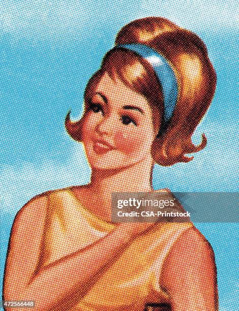 young woman - looking sideways stock illustrations