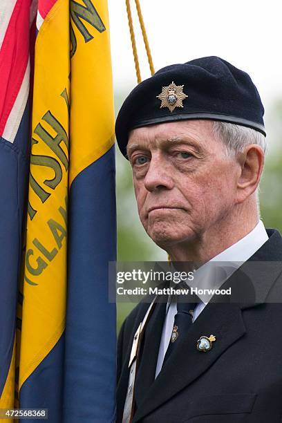 Veteran looks on during a service at Cardiff Castle to mark the 70th anniversary of VE Day on May 8, 2015 in Cardiff, Wales. Great Britain now starts...