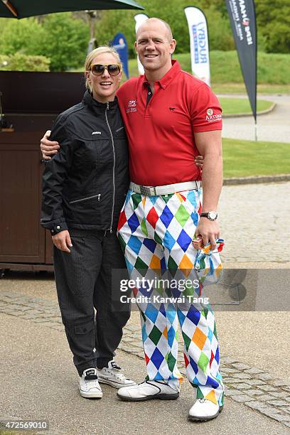 Zara Phillips and Mike Tindall attend the ISPS Handa Mike Tindall 3rd annual celebrity golf classic at The Grove Hotel on May 8, 2015 in Hertford,...