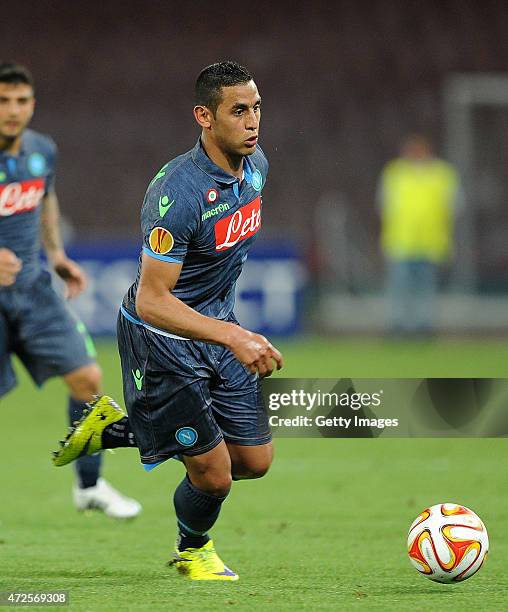 Faouzi Ghoulam of Napoli in action during the UEFA Europa League Semi Final between SSC Napoli and FC Dnipro Dnipropetrovsk on May 7, 2015 in Naples,...