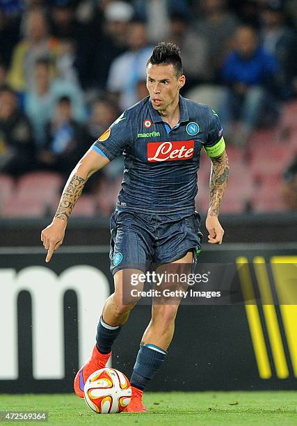 Marek Hamsik of Napoli in action during the UEFA Europa League Semi Final between SSC Napoli and FC Dnipro Dnipropetrovsk on May 7, 2015 in Naples,...