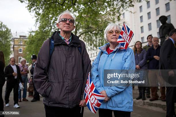 Members of the public observe a minutes silence during a tribute at the Cenotaph to begin three days of national commemorations to mark the 70th...