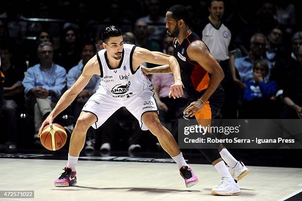 Valerio Mazzola of Granarolo competes with Austin Freeman of Acea during the LegaBasket of serie A match between Virtus Granarolo Bologna and Acea...