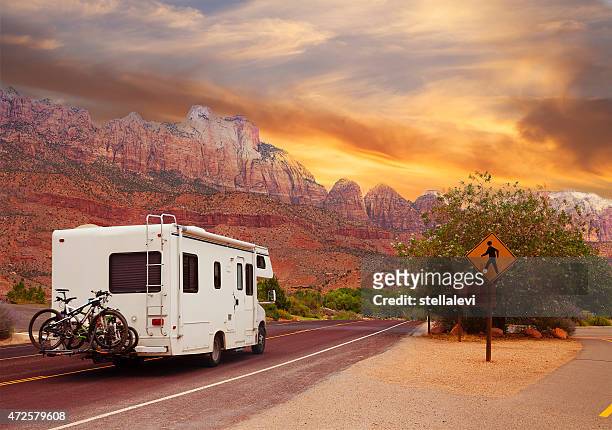 road trip - motor home - utah road stock pictures, royalty-free photos & images