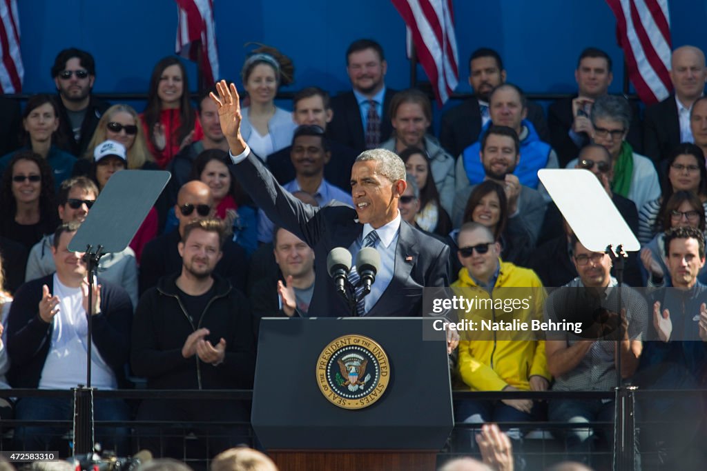 President Obama Speaks At Nike's Headquarters In Beaverton, Oregon