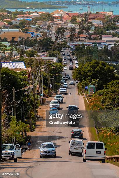 road to marigot - st maarten stock pictures, royalty-free photos & images