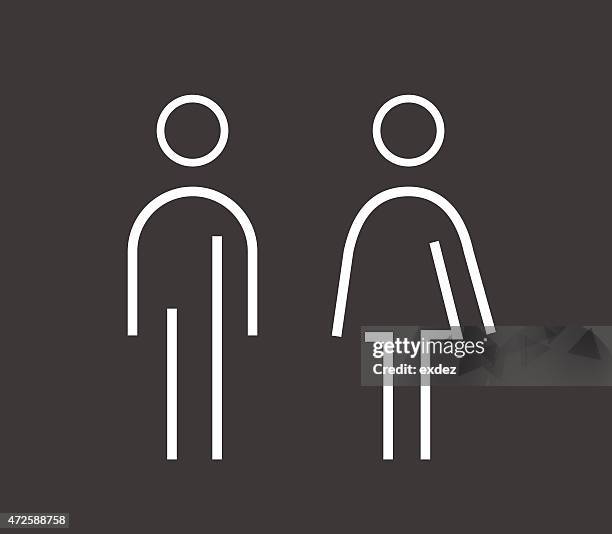 stockillustraties, clipart, cartoons en iconen met male female sign - woman in bathroom