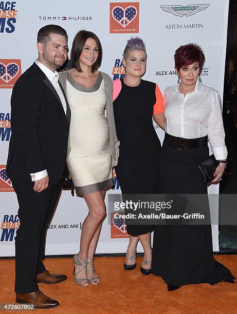 Personalities Jack Osbourne, wife Lisa Stelly, Kelly Osbourne and Sharon Osbourne arrive at the 22nd Annual Race To Erase MS at the Hyatt Regency...