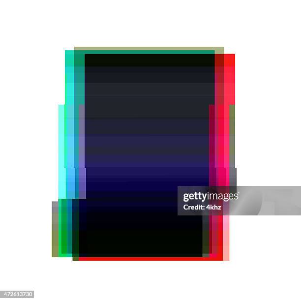 Red Frame Distorted Digital Glitch Red Cyan Rectangle Frame Graphic Art Distorted ...