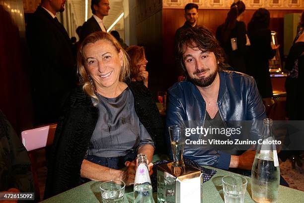 Miuccia Prada and Francesco Vezzoli attend the Fondazione Prada Opening on May 8, 2015 in Milan, Italy.