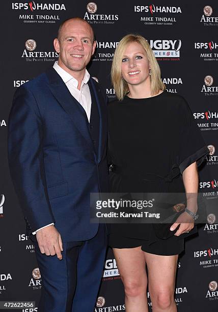 Mike Tindall and Zara Phillips attend an evening reception for the ISPS Handa Mike Tindall 3rd annual celebrity golf classic at The Grove Hotel on...