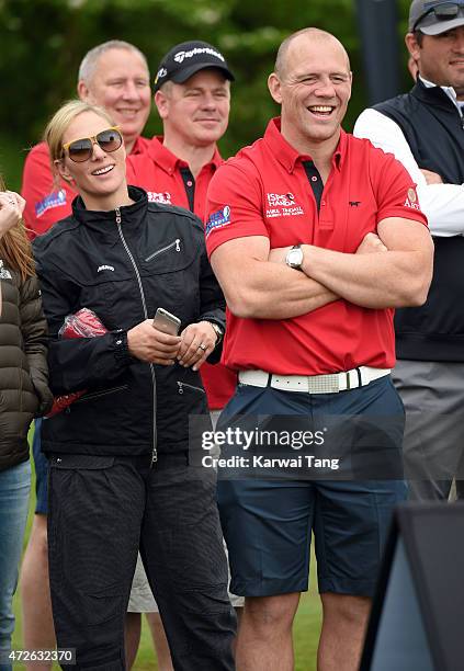 Zara Phillips and Mike Tindall take part in the ISPS Handa Mike Tindall 3rd annual celebrity golf classic at The Grove Hotel on May 8, 2015 in...