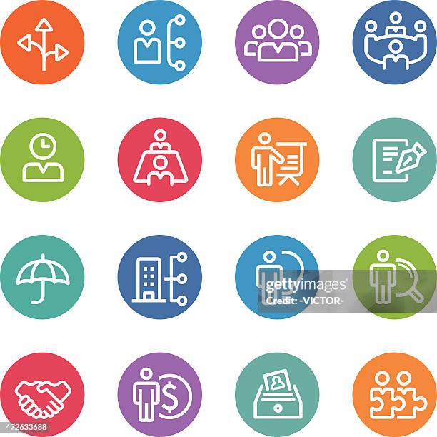 human resource, business and management icons - circle line series - corporate hierarchy stock illustrations