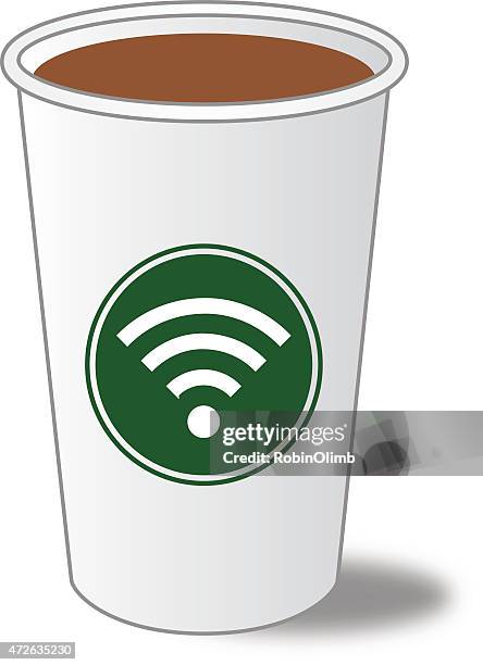 wireless coffee cup - sharing coffee stock illustrations