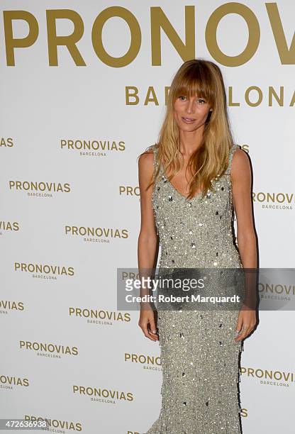 Vanesa Lorenzo poses during a photocall for the latest collection by 'Pronovias' during Barcelona Bridal Week on May 8, 2015 in Barcelona, Spain.