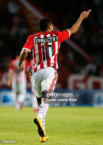 David Barbona of Estudiantes celebrates after scoring the first goal of his team during a match between Estudiantes and Temperley as part of Torneo...