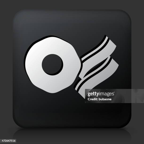 black square button with beacon & eggs icon - bacon breakfast stock illustrations