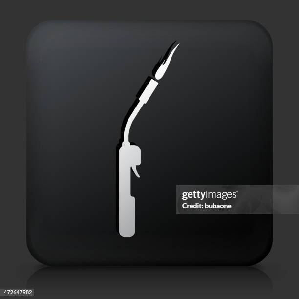 black square button with blacksmith blowtorch icon - blacksmith stock illustrations