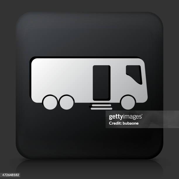 black square button with blood donation truck - blood donation truck stock illustrations