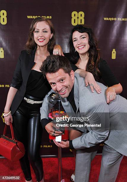 Actress Katharine Isabelle, Writer, Producer, Actor Tim Doiron and Director, Producer, Actress April Mullen attend the "88" Canadian premiere at...