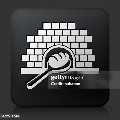 Black Square Button with Baking Bread Icon Black Square Button with Baking Bread Icon
