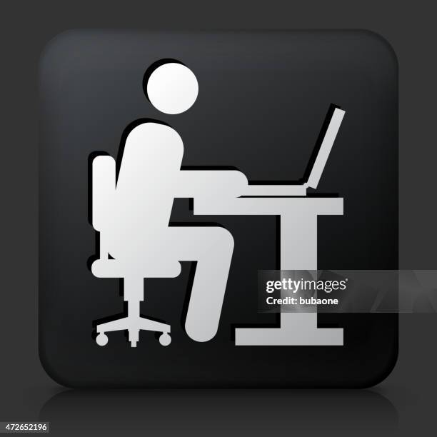 Button Computer. Man 346 Man Computer Black Background High Res Illustrations - Getty Images