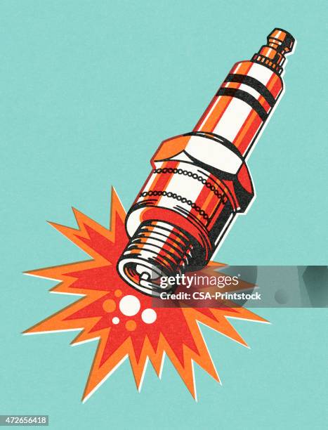 spark plug - zündschloß stock-grafiken, -clipart, -cartoons und -symbole
