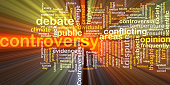 controversy wordcloud concept illustration glowing