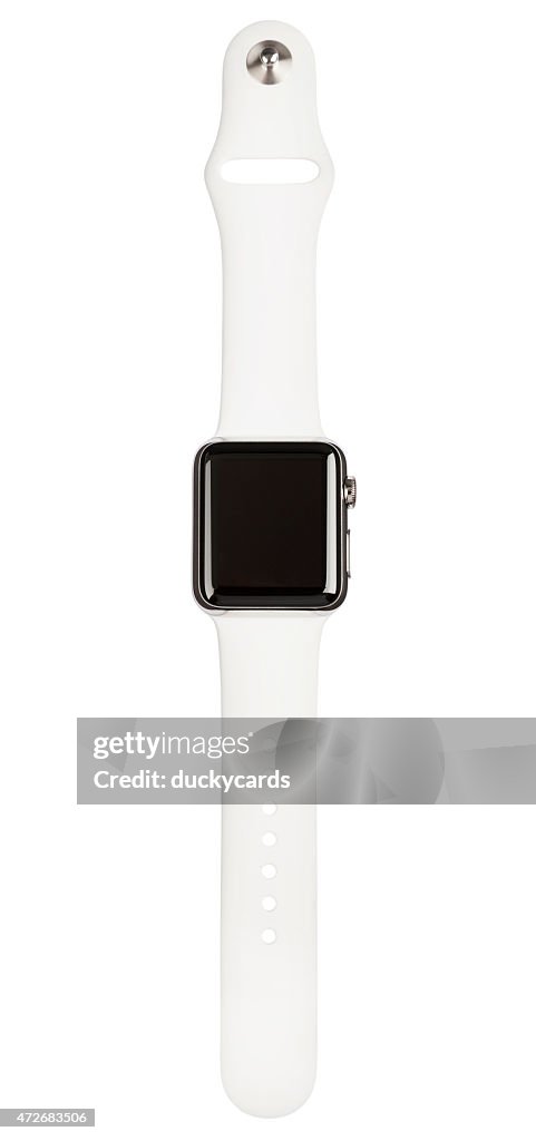 APPLE WATCH 38mm Stainless Steel White Sport Band Clipping Path