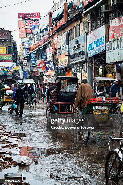 streets of old delhi, india - store sign stock pictures, royalty-free photos & images