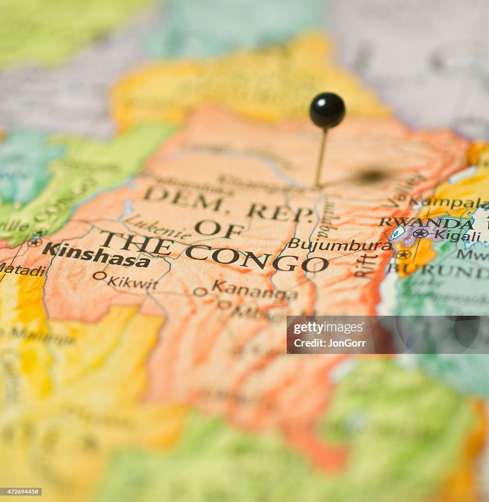 Congo Map Vs Rwanda Macro Travel Map Of The Congo Kinshasa Rwanda High-Res Stock Photo ...