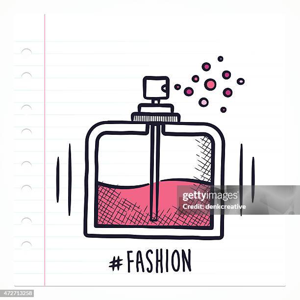doodle perfume icon - spraying perfume stock illustrations